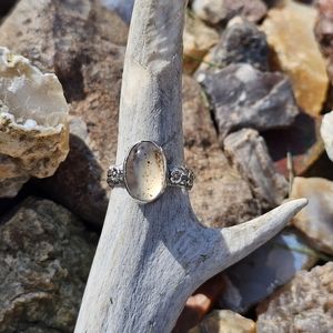 .925 Sterling and Moss Agate Ring